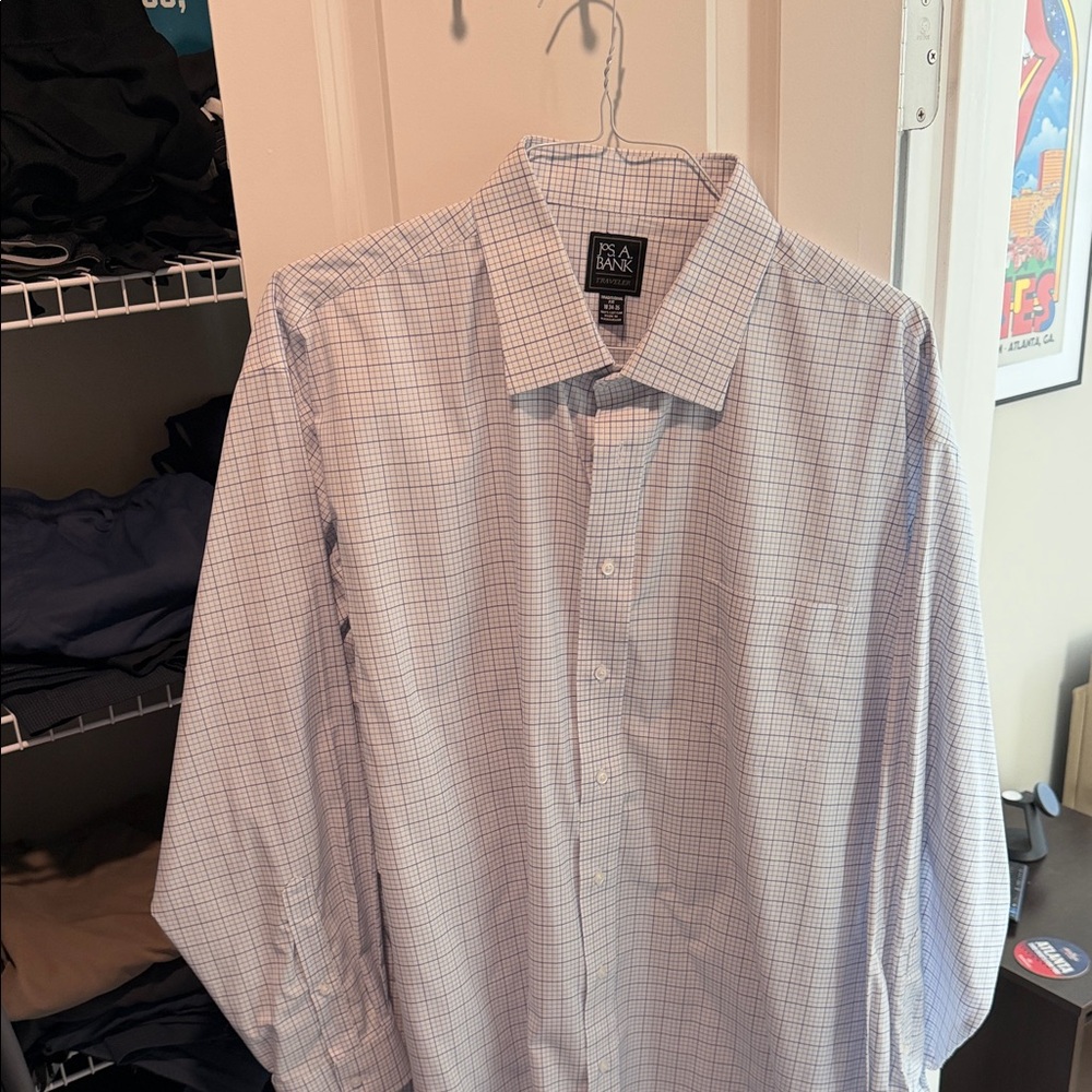 Jos. A. Bank Light Blue Plaid Dress Shirt